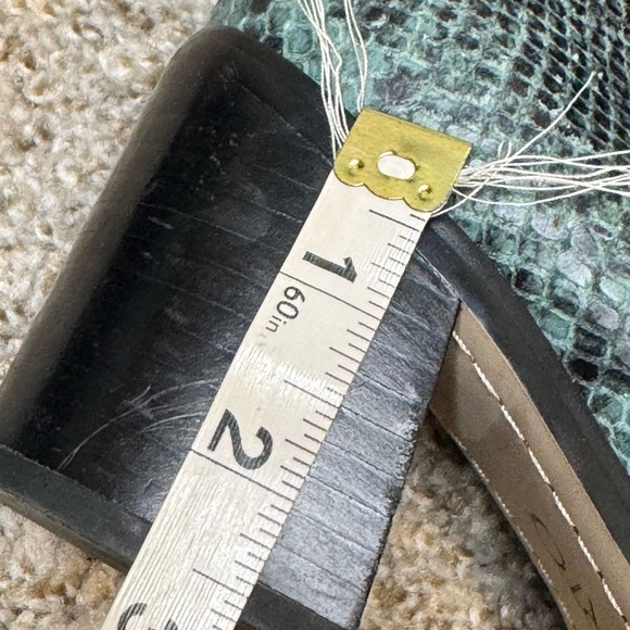 3/$30 Sarto Green Python Snake Print Leather Ankle Boots with Chunky Block Heels - Picture 13 of 13